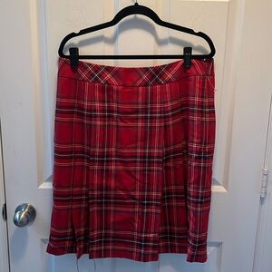 NWT RED PLAID WOOL 346 BROOKS BROTHERS SKIRT SIZE 16